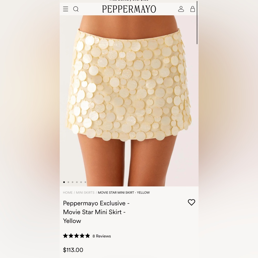 Peppermayo Yellow Sequin Mini Skirt